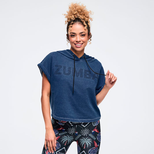 Latin Movement Short Sleeve Crop Pullover Hoodie