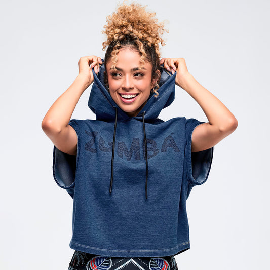 Latin Movement Short Sleeve Crop Pullover Hoodie