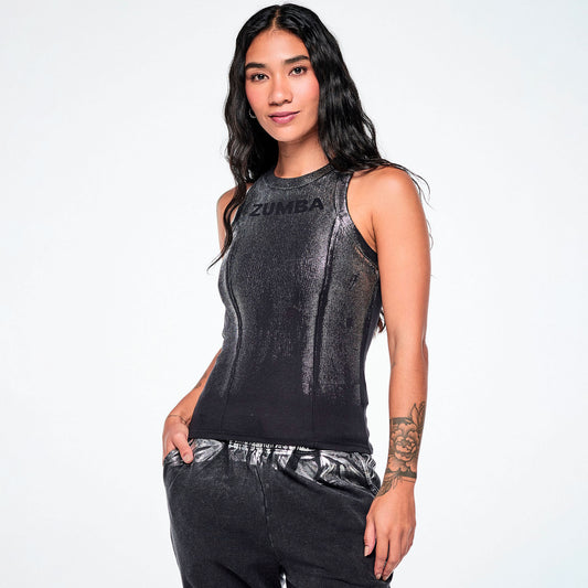 Rock 'n' Roll Fitted High Neck Rib Tank