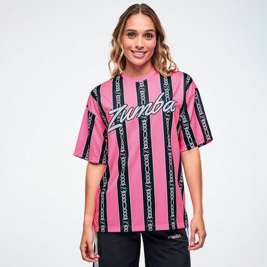 Dale-Z Oversized Drop Shoulder Tee - Pink/Black