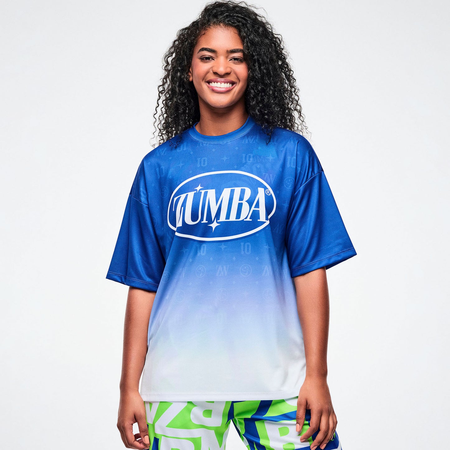 Dale-Z Oversized Drop Shoulder Tee -Blue/White