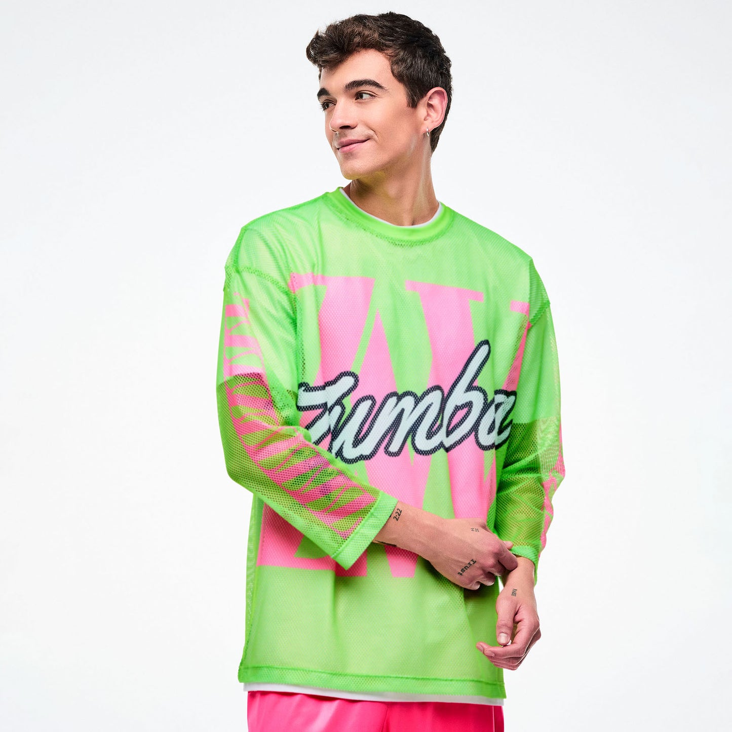 Dale-Z Oversized Mesh Long Sleeve Top