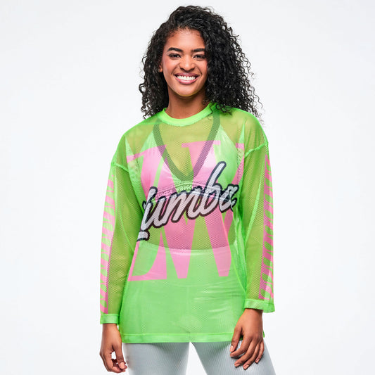 Dale-Z Oversized Mesh Long Sleeve Top