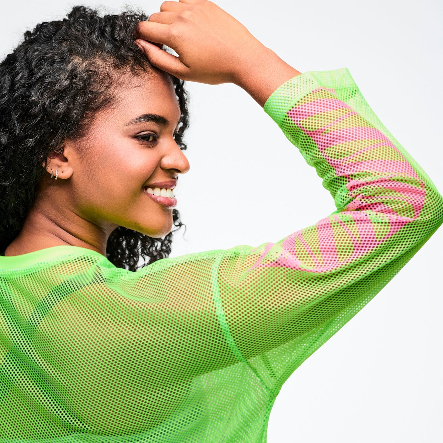 Dale-Z Oversized Mesh Long Sleeve Top