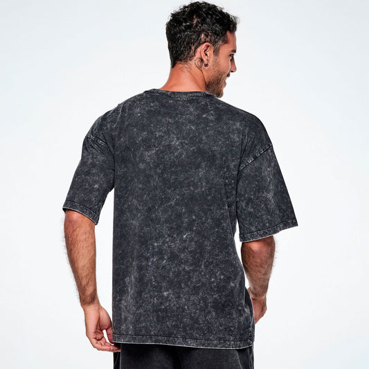 Rock 'n' Roll Oversized Drop Shoulder Tee - Black