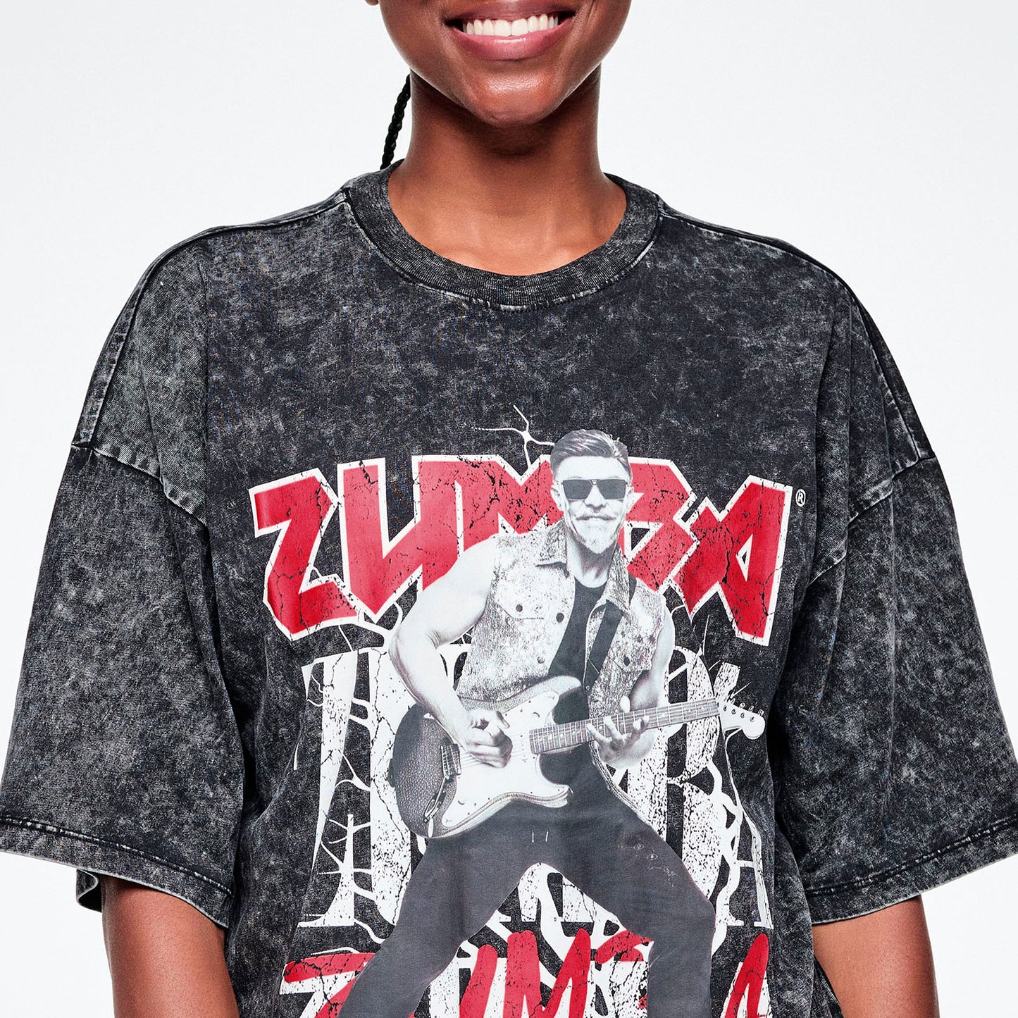 Rock 'n' Roll Oversized Drop Shoulder Tee - Black