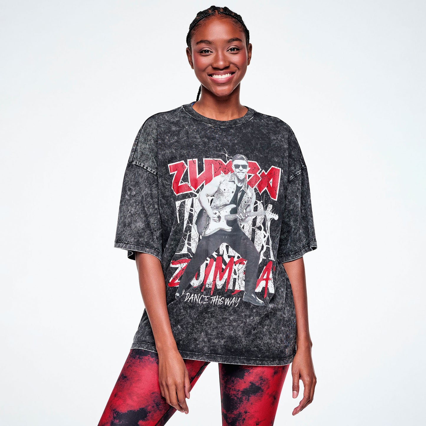 Rock 'n' Roll Oversized Drop Shoulder Tee - Black