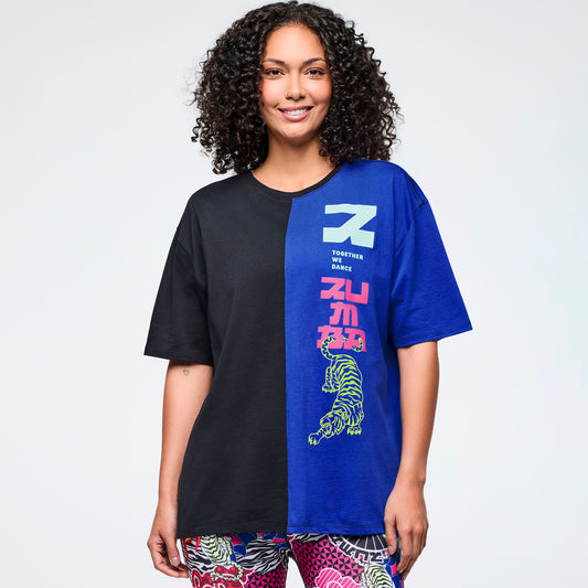 Eastern Flavor Men's Oversized Two-Tone Crew Neck Tee