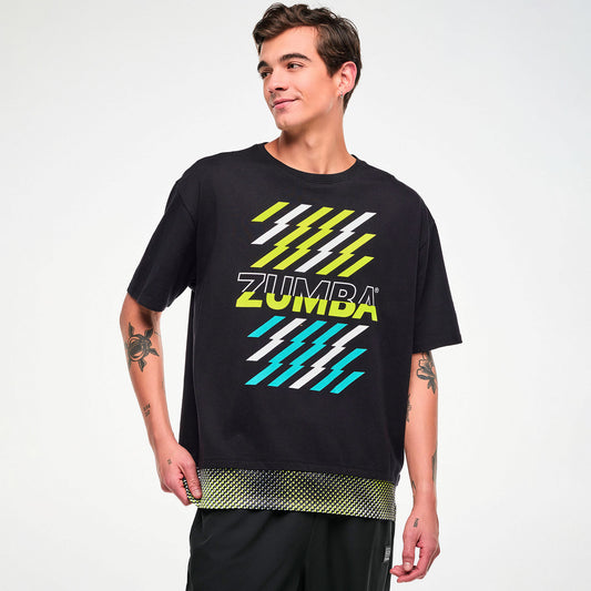 Electric Feel Men's Tee With Double Layered Hem