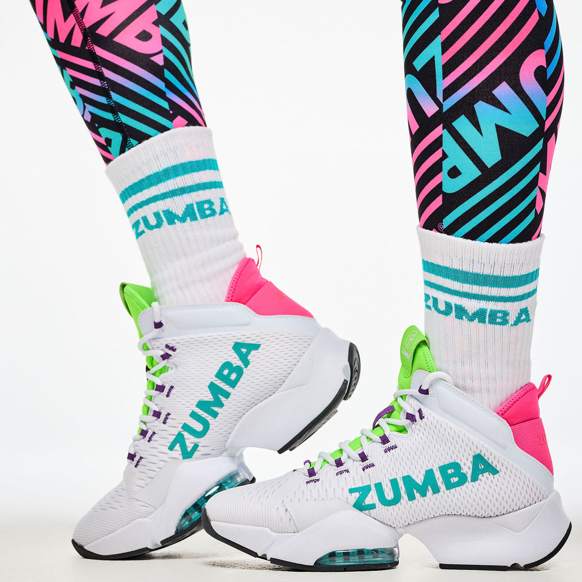 Electric Feel Plush High Socks - White/Blue