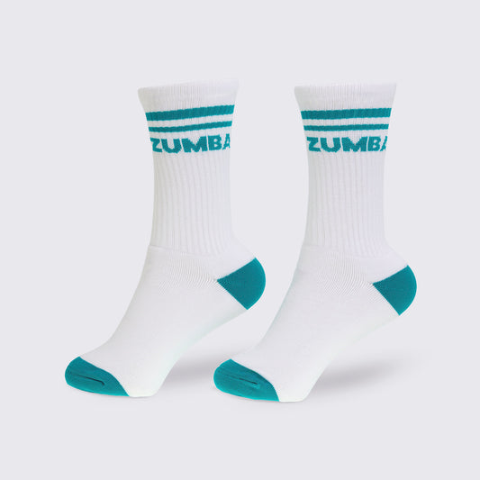 Electric Feel Plush High Socks - White/Blue