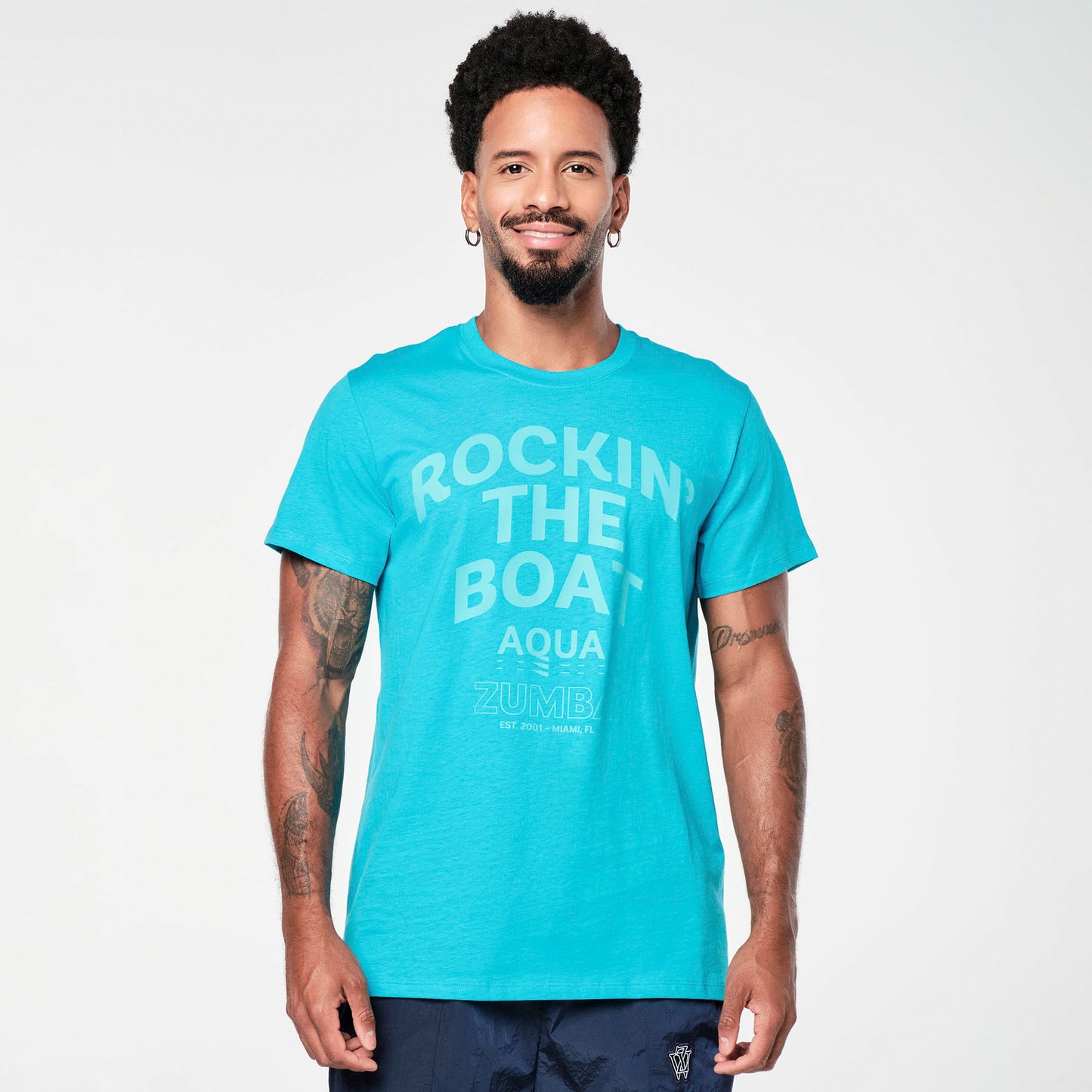 ZIN™ Aqua Zumba® Crew Neck Tee - Aqua Blue