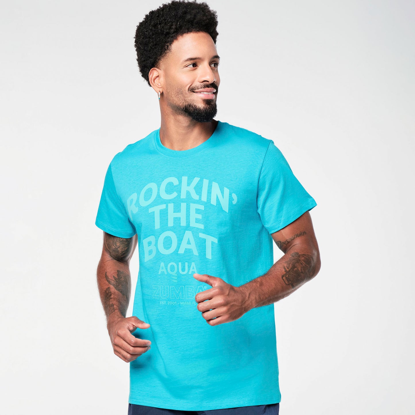 ZIN™ Aqua Zumba® Crew Neck Tee - Aqua Blue