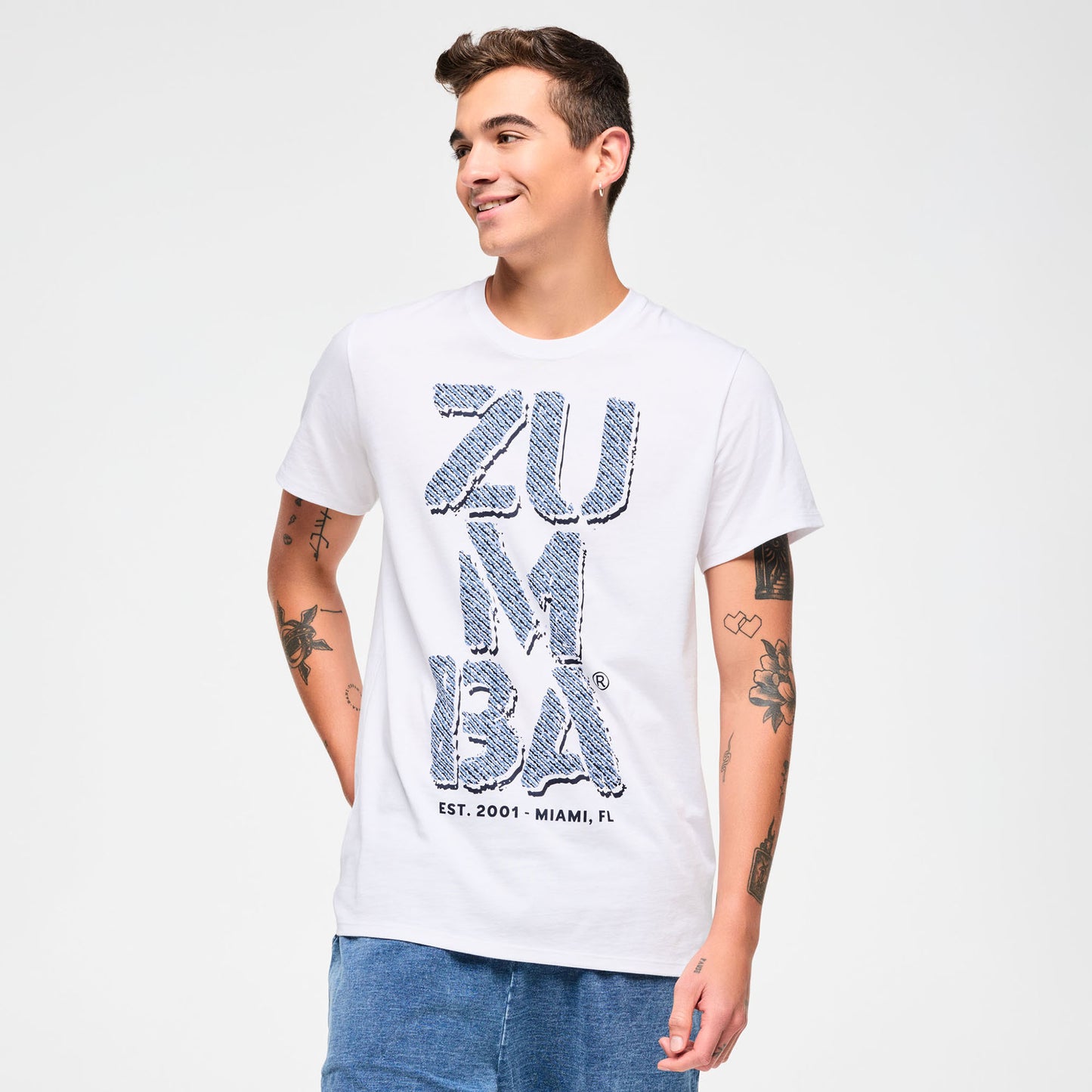 Blue Jean Crew Neck Tee - White