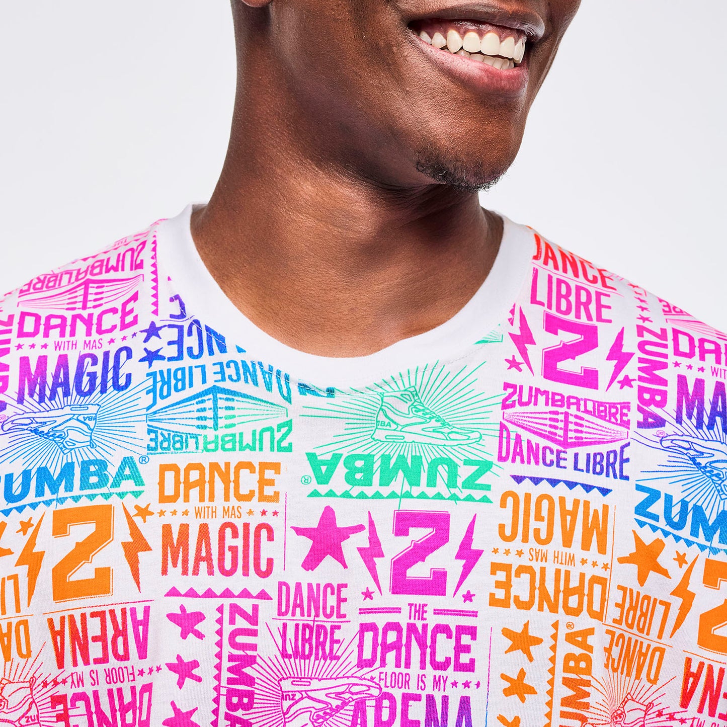 Zumba® Libre Crew Neck Tee - White/Pink