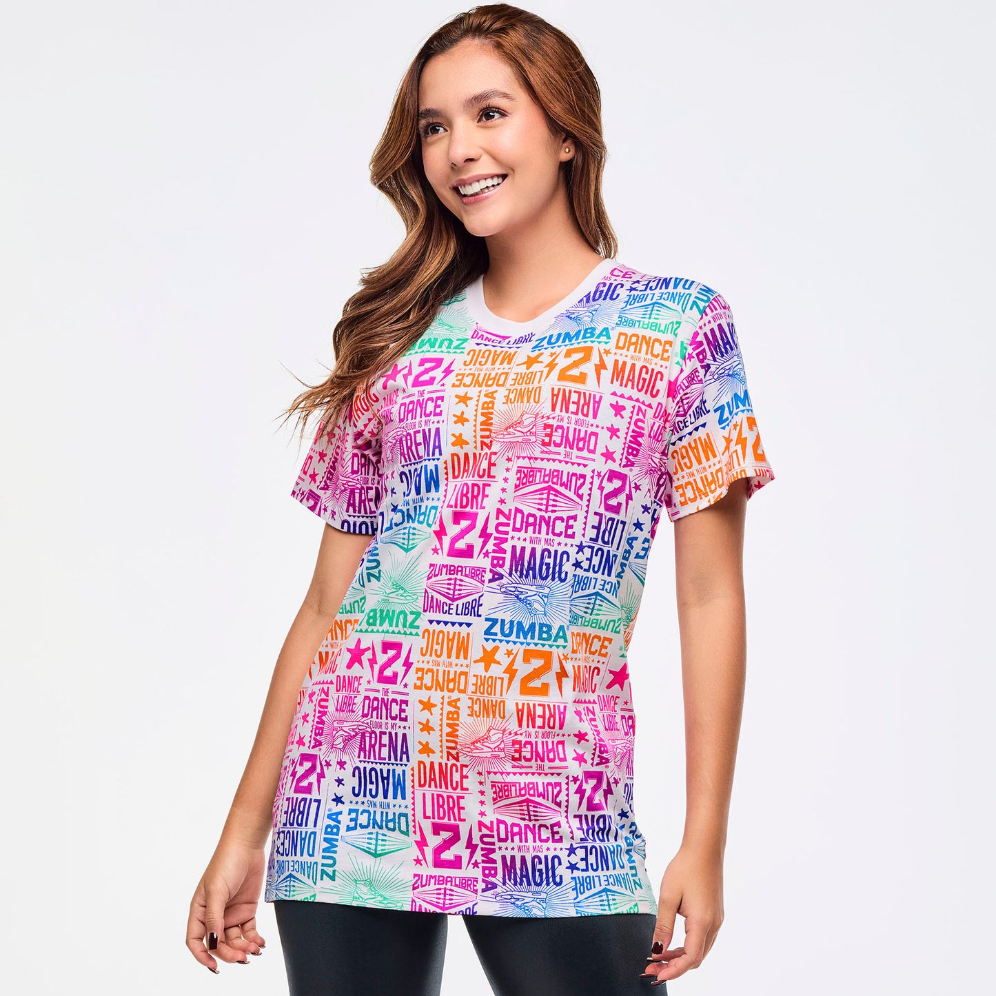 Zumba® Libre Crew Neck Tee - White/Pink