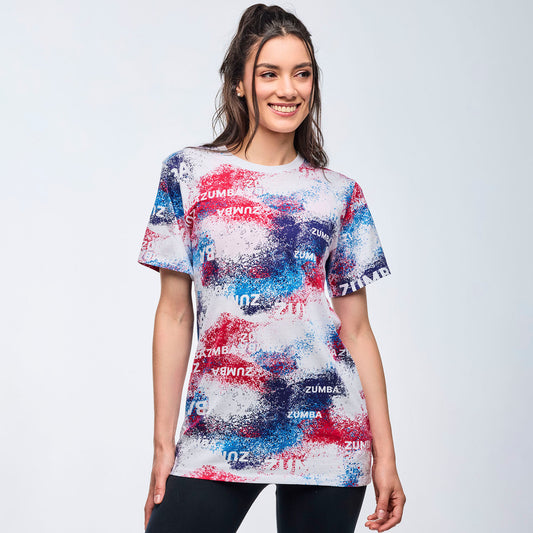 LOW INVENTORY* Apres Zumba®  Unisex Crew Neck Tee - Blue/White