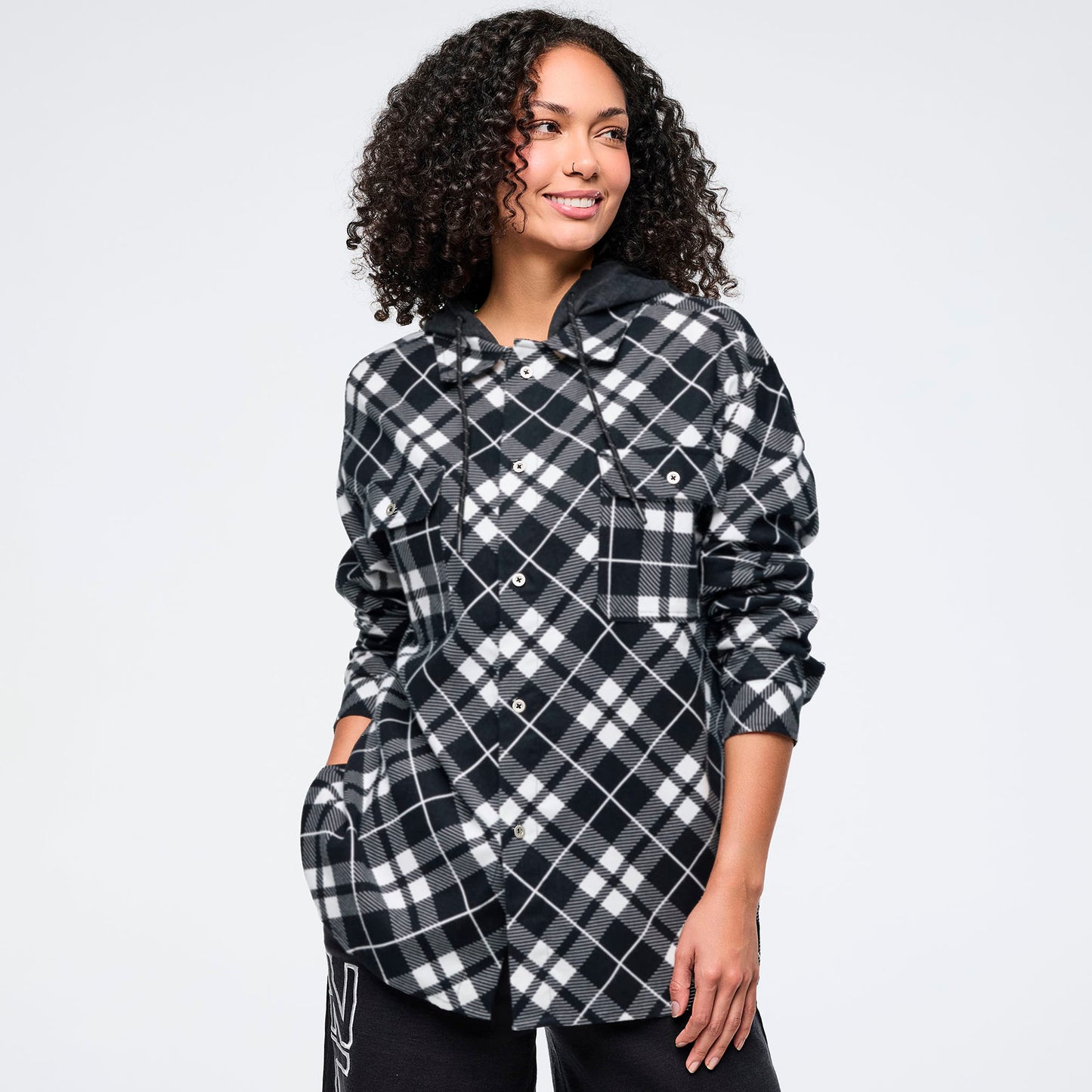 Eastern Flavor Flannel Shacket With Hood