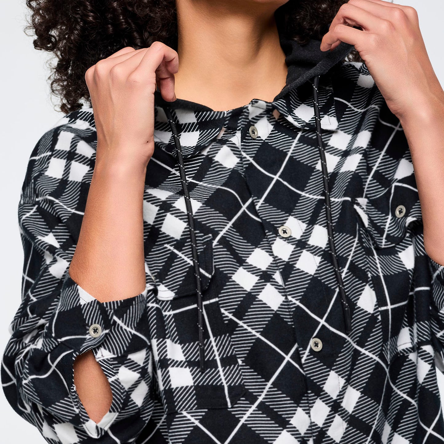 Eastern Flavor Flannel Shacket With Hood