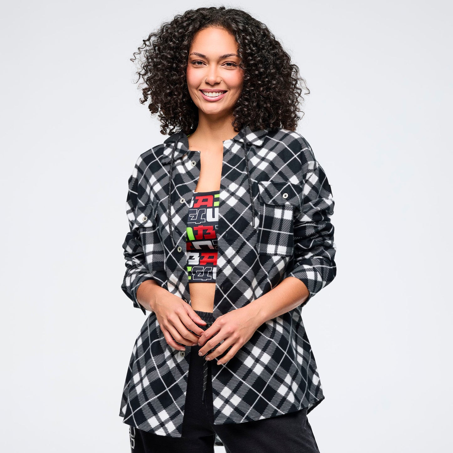 Eastern Flavor Flannel Shacket With Hood