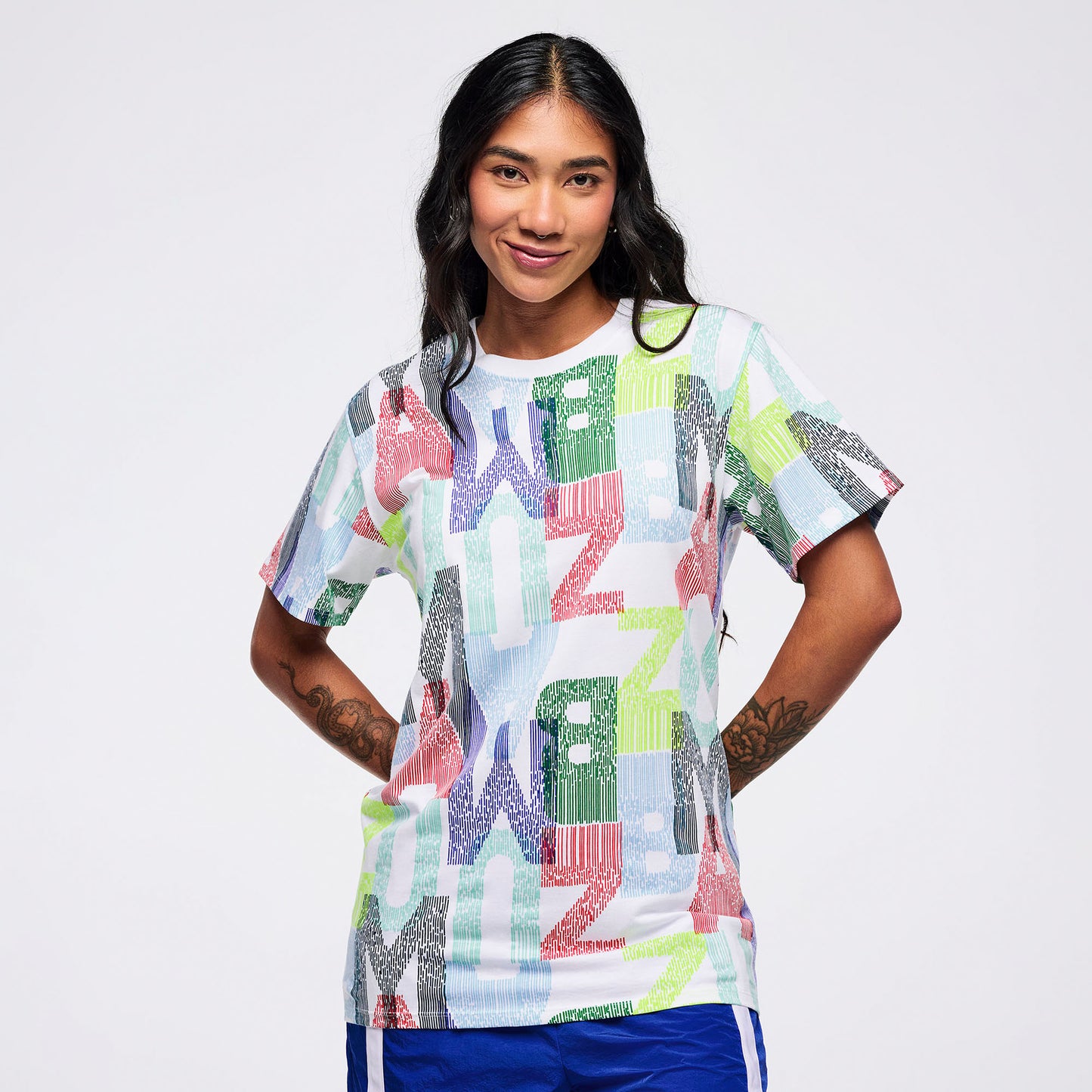 Latin Movement Unisex Crew Neck Tee - White/Blue