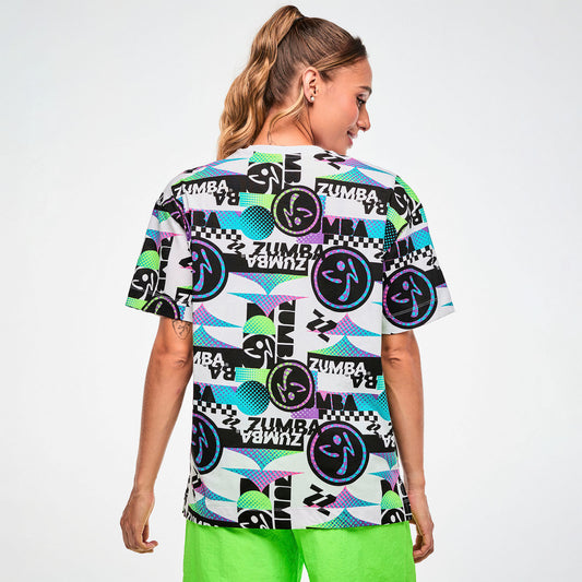 Electric Feel Unisex Oversized Top - White/Black