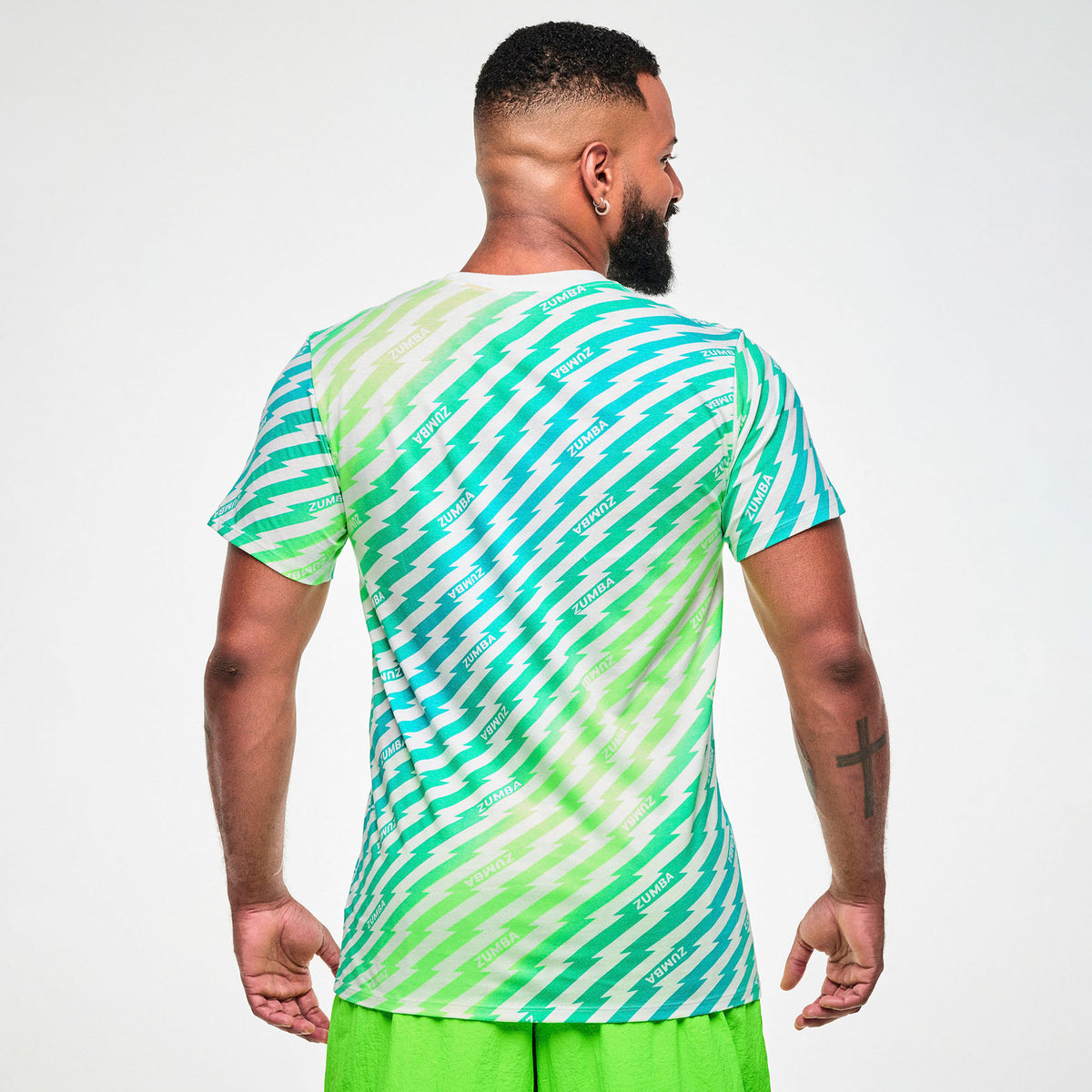 Electric Feel Unisex Crew Neck Tee - Green/Blue