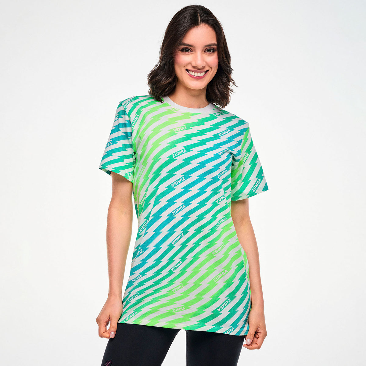 Electric Feel Unisex Crew Neck Tee - Green/Blue