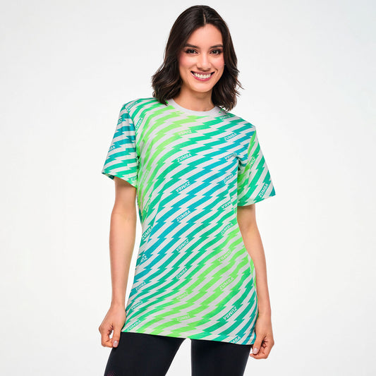 Electric Feel Unisex Crew Neck Tee - Green/Blue