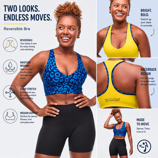 |ZA|Sizzlin' Reversible Racerback V-Bra - Navy/Yellow