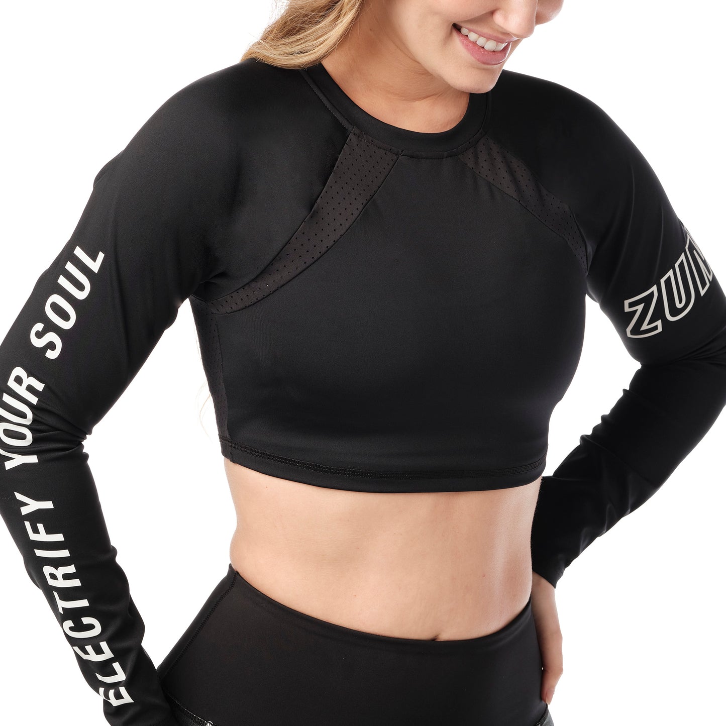 Zumba® Futuristic Long Sleeve Crop Top